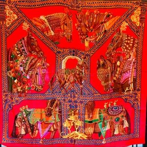 ✨ RARE Hermes scarf/wrap Orange/Blue Horses 🌙